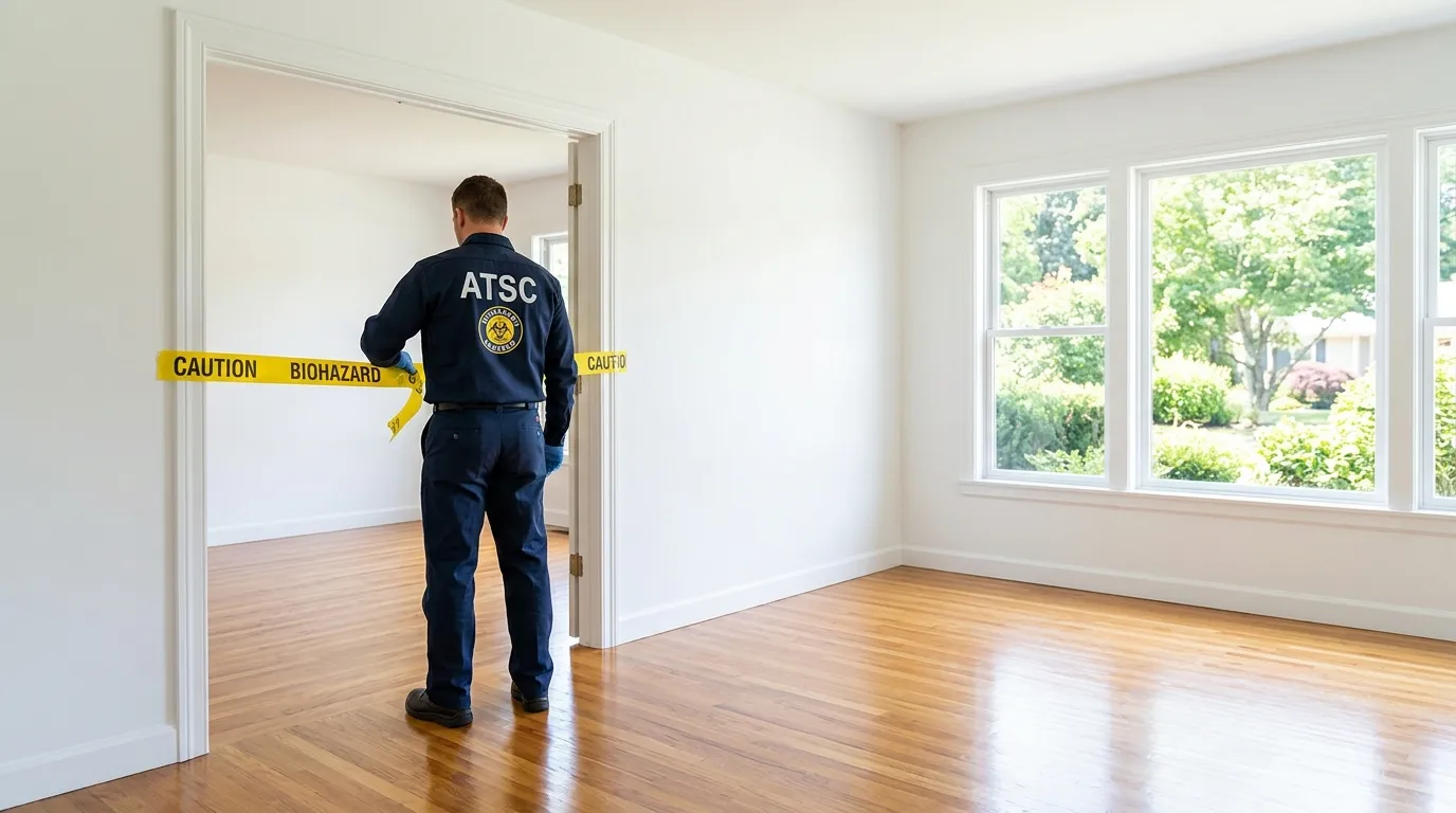 Certified biohazard cleanup crew performing Crime Scene Cleanup in Allston
